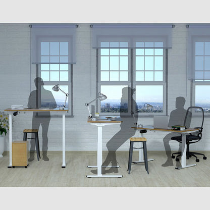 ERGOPIXEL SERIE ALTURA LEGGERO ESCRITORIO DE ALTURA AJUSTABLE BAMBÚ/BLANCO