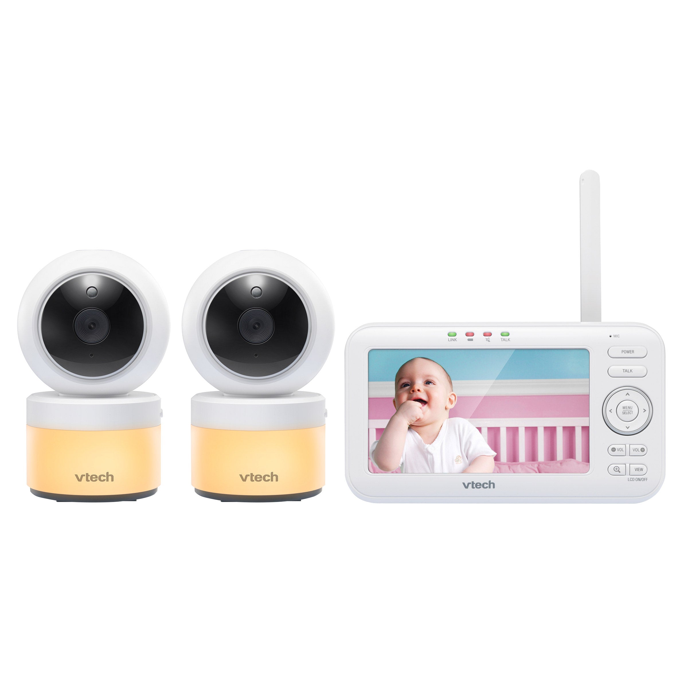 VTech 2 Camera 5” Video Baby Monitor with Pan & Tilt Camera, Night Light (VM5463-2)