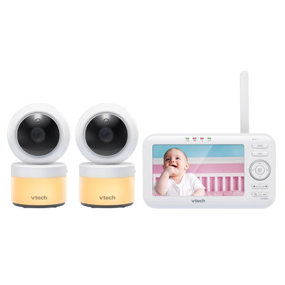 VTech 2 Camera 5” Video Baby Monitor with Pan & Tilt Camera, Night Light (VM5463-2)