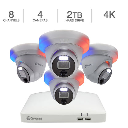 Swann 8-Channel 4K UHD DVR Security System with 2TB HDD and 4 4K Enforcer Domes (SWDVK-85680W4DE-CA)