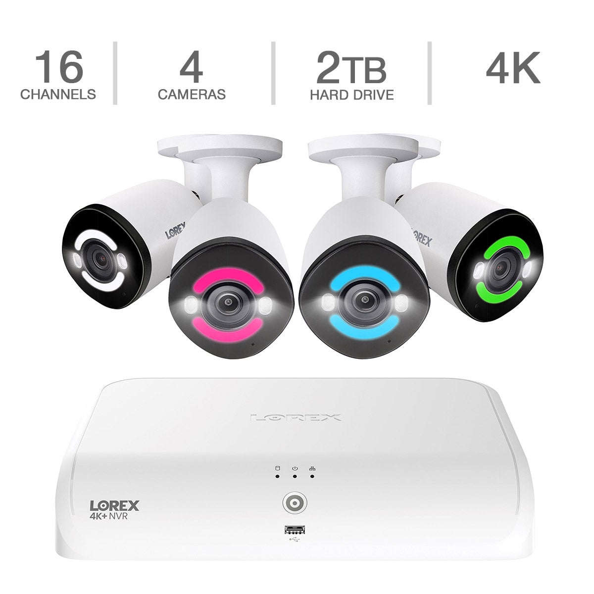 Lorex 4K Ultra HD 16-Channel 2TB Wired NVR System with 4 IP Cameras (TN910A62-8AB4)
