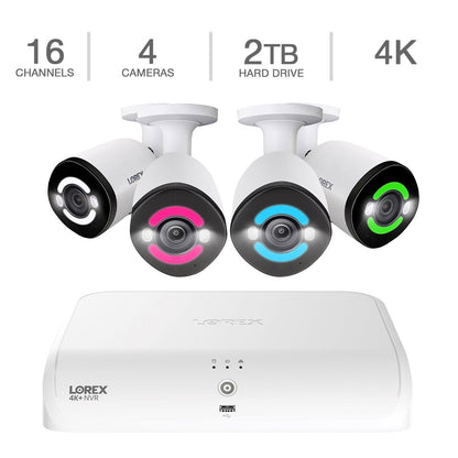 Lorex 4K Ultra HD 16-Channel 2TB Wired NVR System with 4 IP Cameras (TN910A62-8AB4)