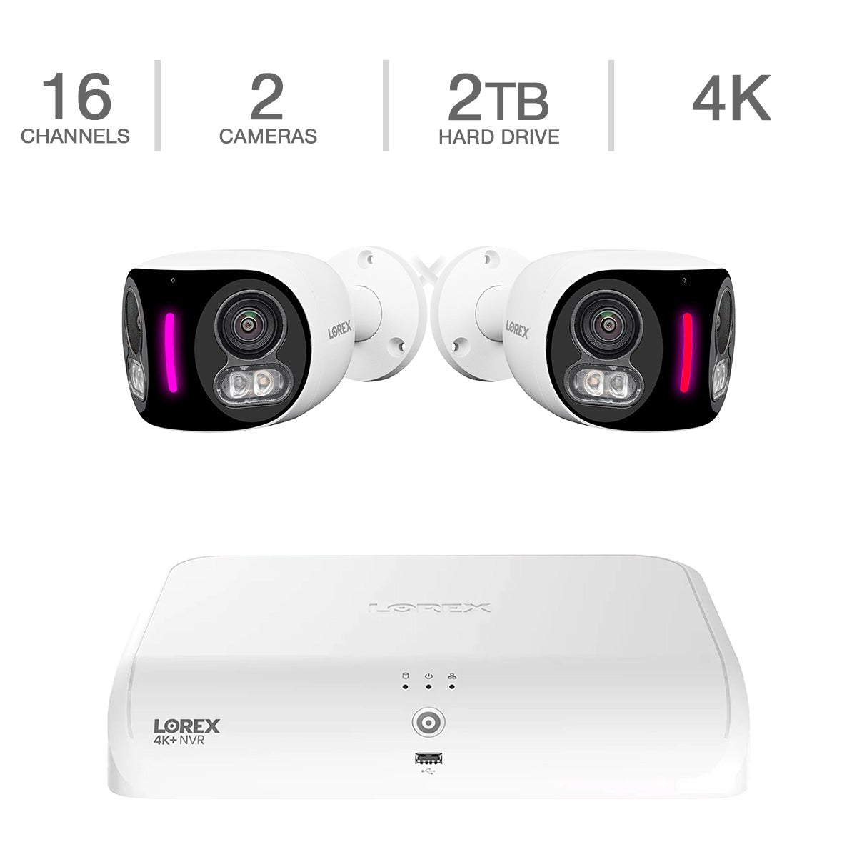 Système NVR Lorex Fusion 4K+ 16 canaux 2 To avec deux caméras panoramiques à 180° (TN91062-8SM2)