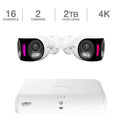 Système NVR Lorex Fusion 4K+ 16 canaux 2 To avec deux caméras panoramiques à 180° (TN91062-8SM2)