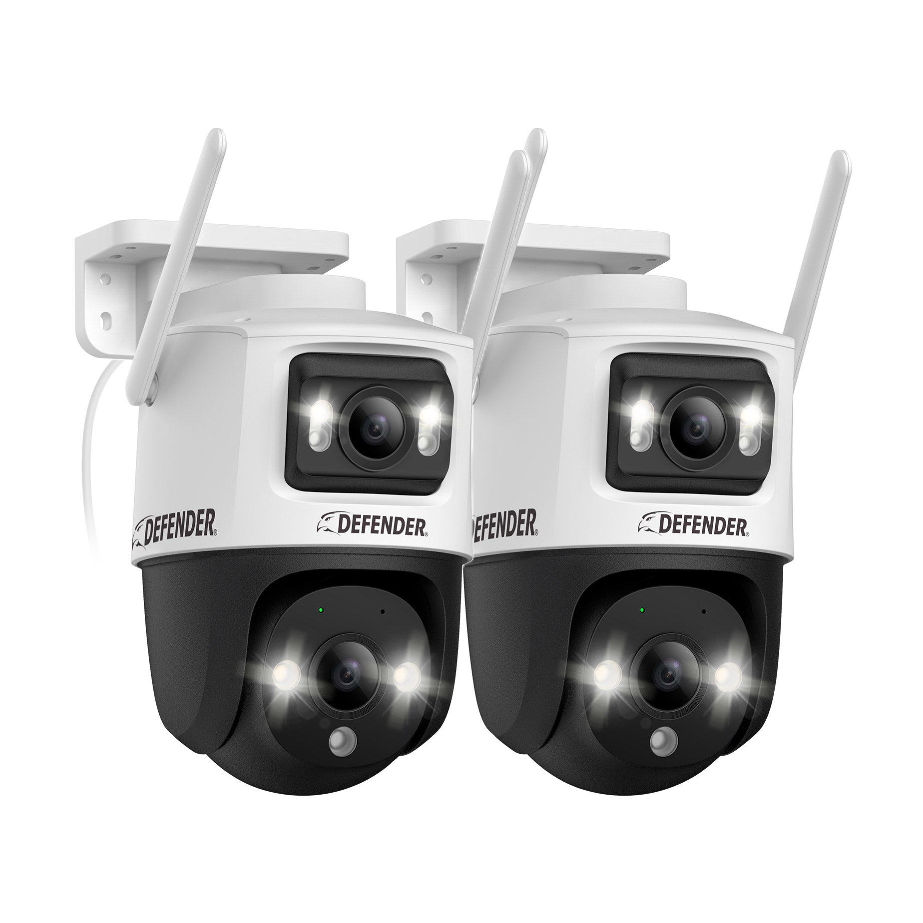 Defender AI POWERED Guard Pro 3K PLUS Dual Lens PTZ Wi-Fi Plug-in Security Cameras, 2 Pack (IP10MDCB2-64)