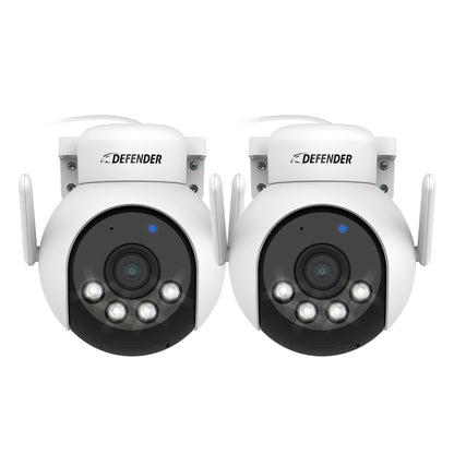 Defender AI POWERED 4K Everwatch PTZ 360 Degree Wi-Fi Outdoor Plug-in Power Security Camera, 2-pack (IP4KACB2PTZ)