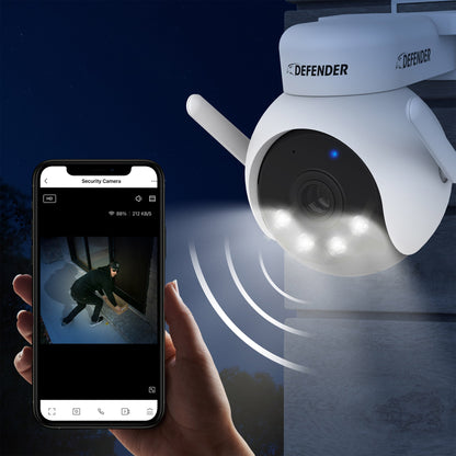 Defender AI POWERED 4K Everwatch PTZ 360 Degree Wi-Fi Outdoor Plug-in Power Security Camera, 2-pack
