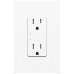 Prise double marche/arrêt Insteon, inviolable, blanche (2663-222)