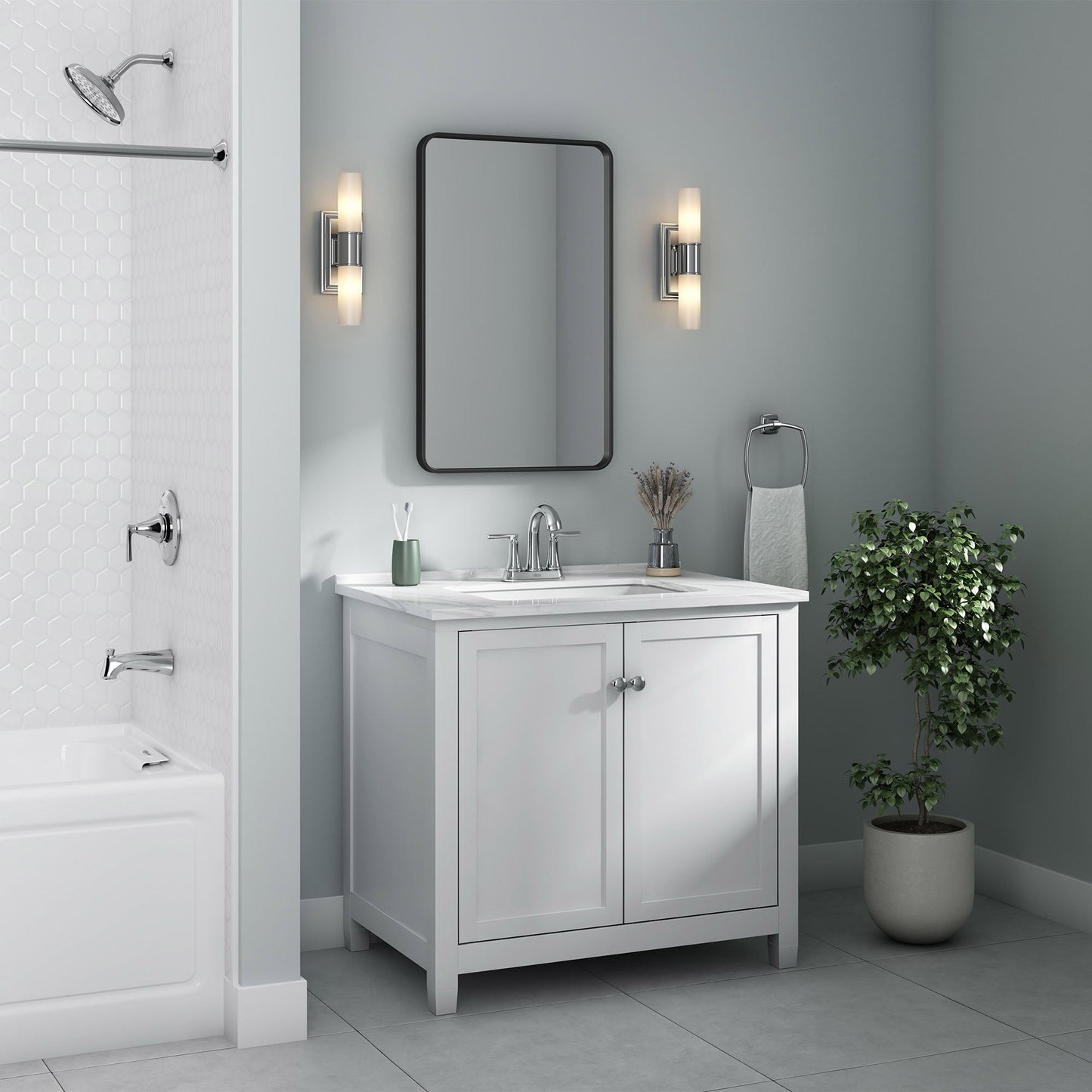 Grifo de baño American Standard Braymer de 4 pulgadas con montaje central (7427201.002)