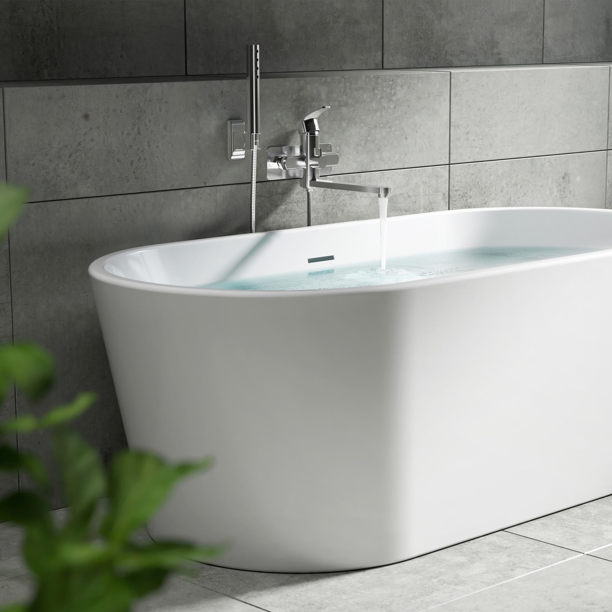 Grifo de bañera Pulse Niagara de pared con caño giratorio y varilla de mano (3030-WMTF-CH)