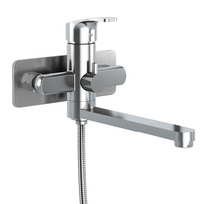 Grifo de bañera Pulse Niagara de pared con caño giratorio y varilla de mano (3030-WMTF-CH)