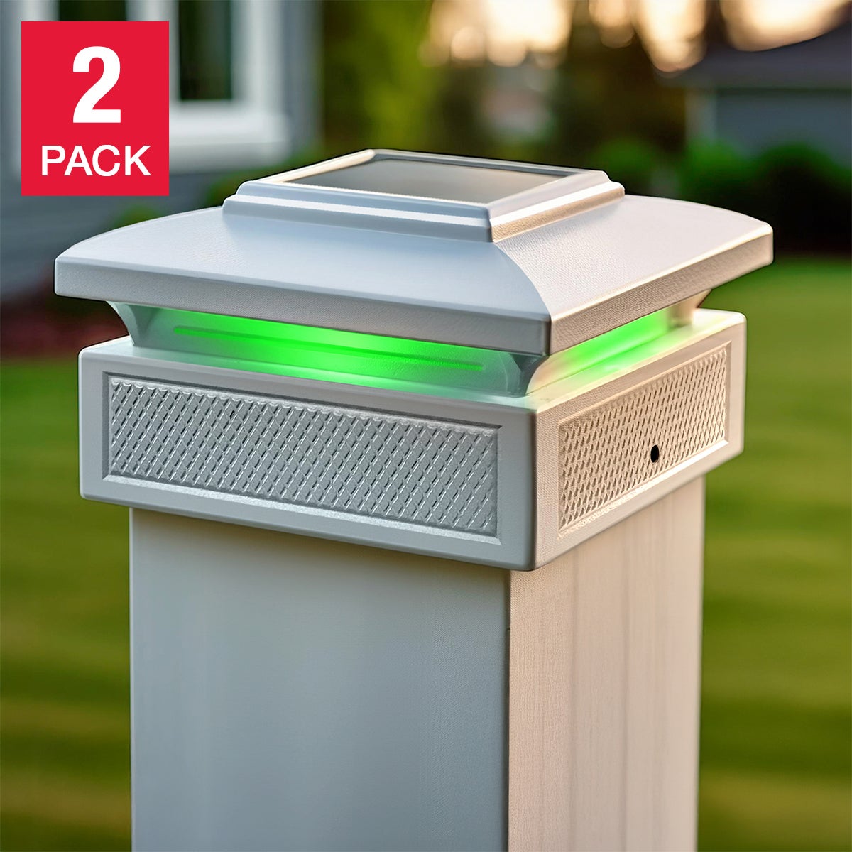 Classy Caps Lumineer Smart Solar Post Cap Light, 2-pack (SLT727W)