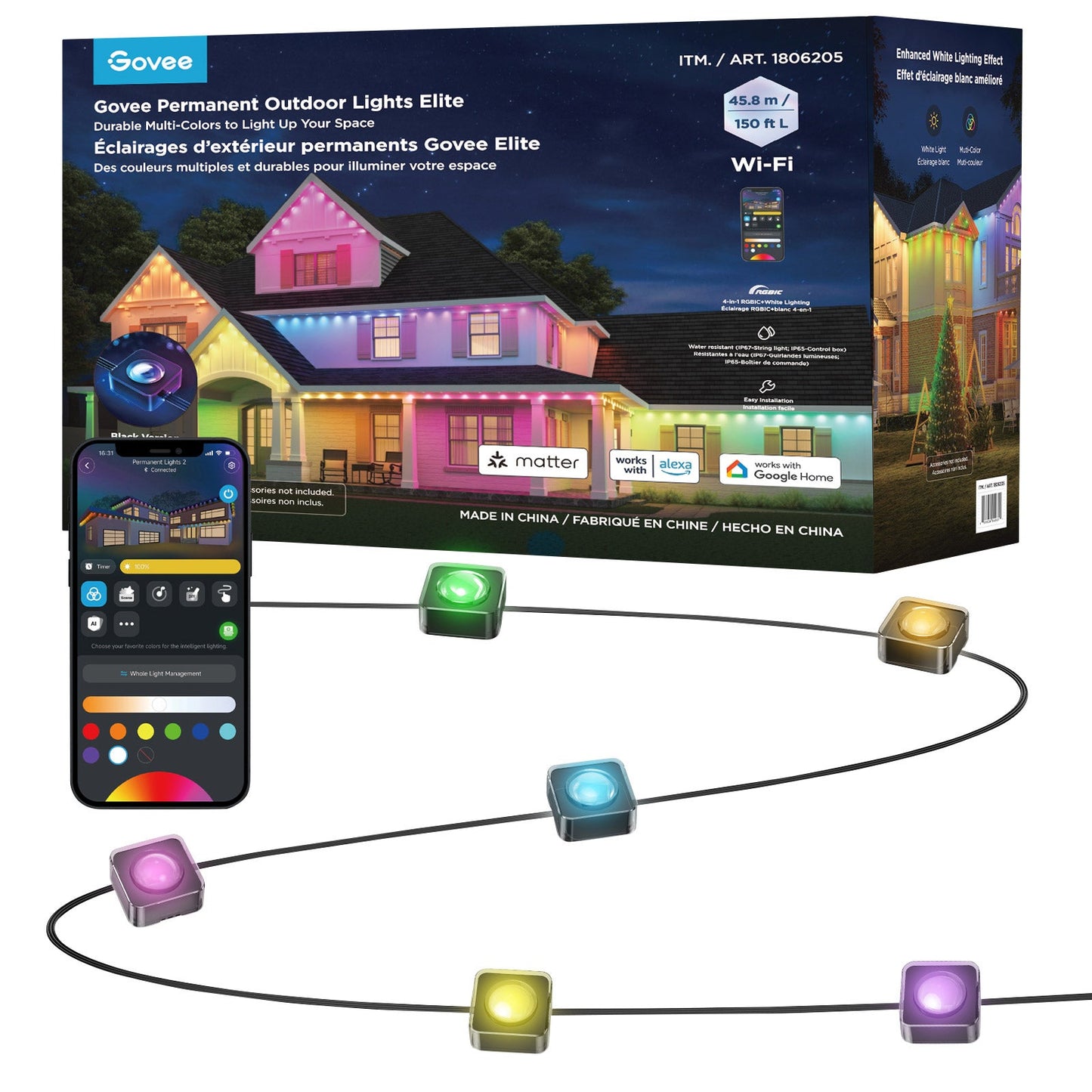 Govee Permanent Outdoor Lights Elite, 150 FT (H805CA11 (1806205))