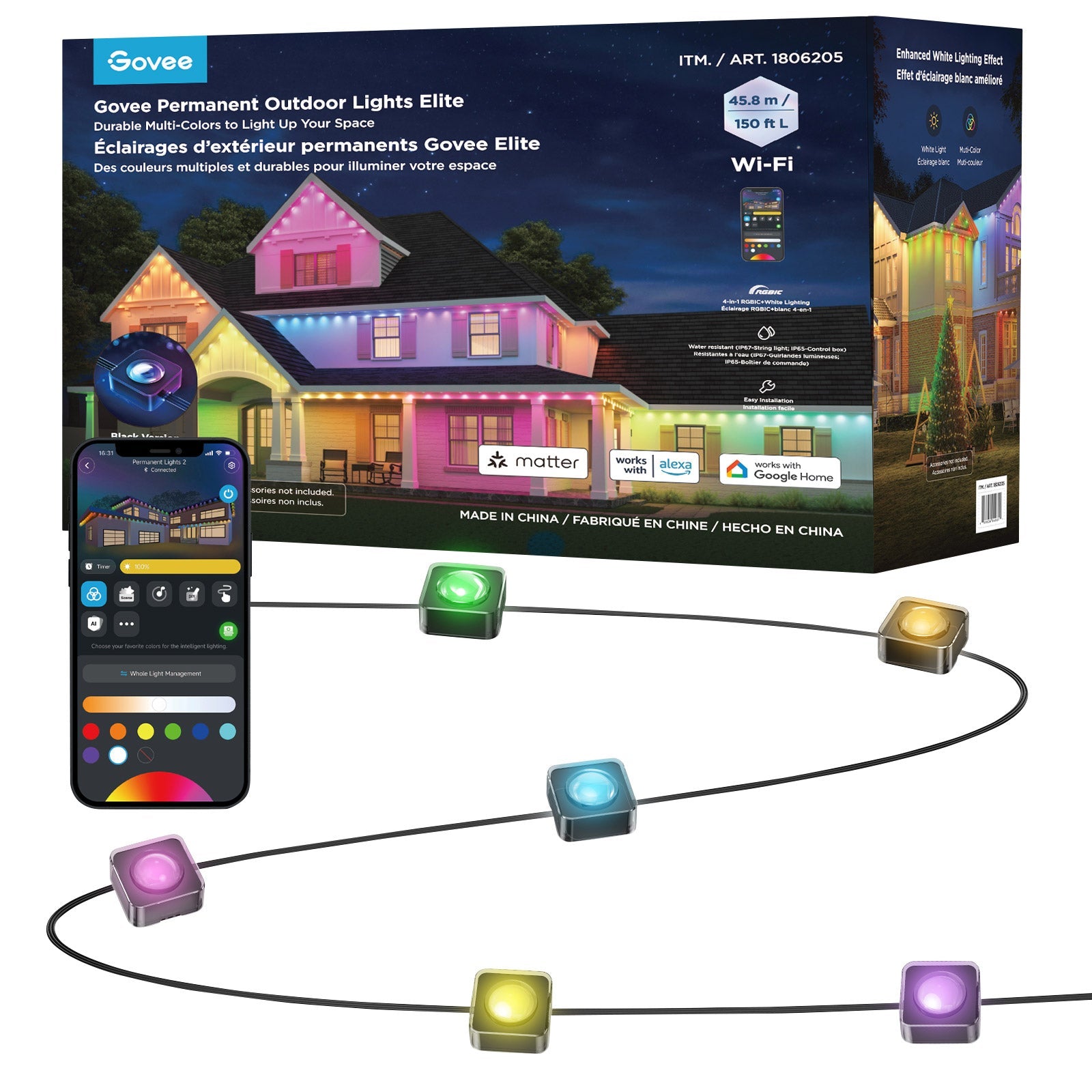 Govee Permanent Outdoor Lights Elite, 150 FT (H805CA11 (1806205))