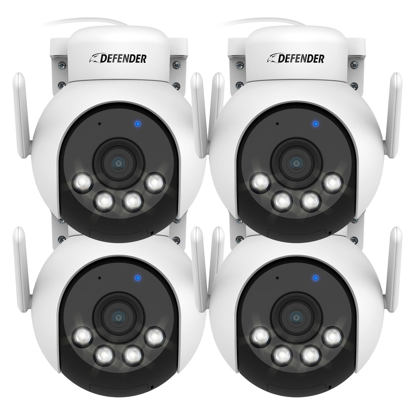 Defender AI POWERED 4K Everwatch PTZ 360 Degree Wi-Fi Outdoor Plug-in Power Security Camera, 4-pack (IP4KACB4PTZ)