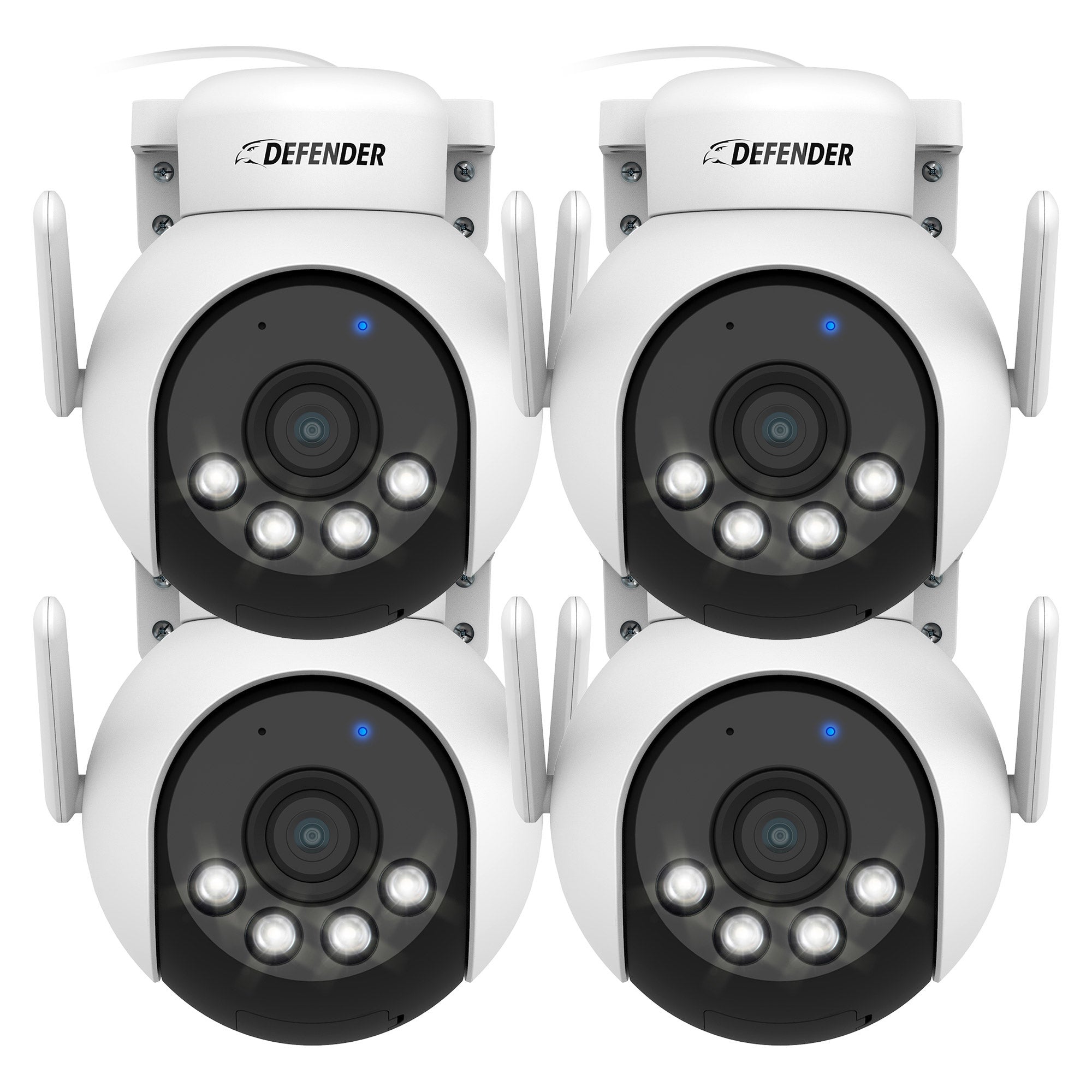Defender AI POWERED 4K Everwatch PTZ 360 Degree Wi-Fi Outdoor Plug-in Power Security Camera, 4-pack (IP4KACB4PTZ)