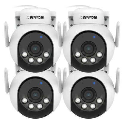 Defender AI POWERED 4K Everwatch PTZ 360 Degree Wi-Fi Outdoor Plug-in Power Security Camera, 4-pack (IP4KACB4PTZ)