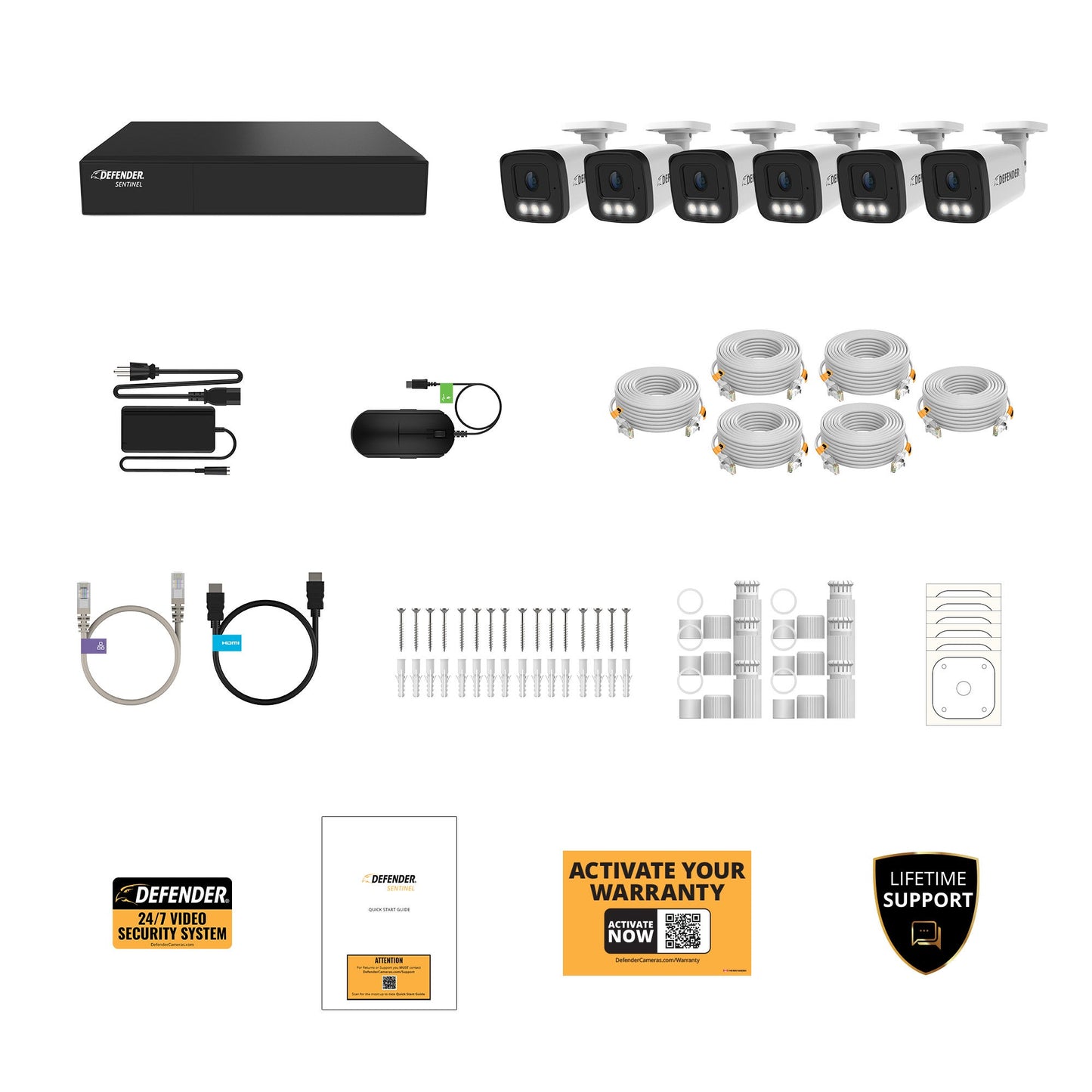 Defender AI POWERED Sentinel 4K Ultra HD Wired 8 Channel PoE NVR Security System with 6 Metal Cameras with 1 TB HDD (NS8B6A-1T)