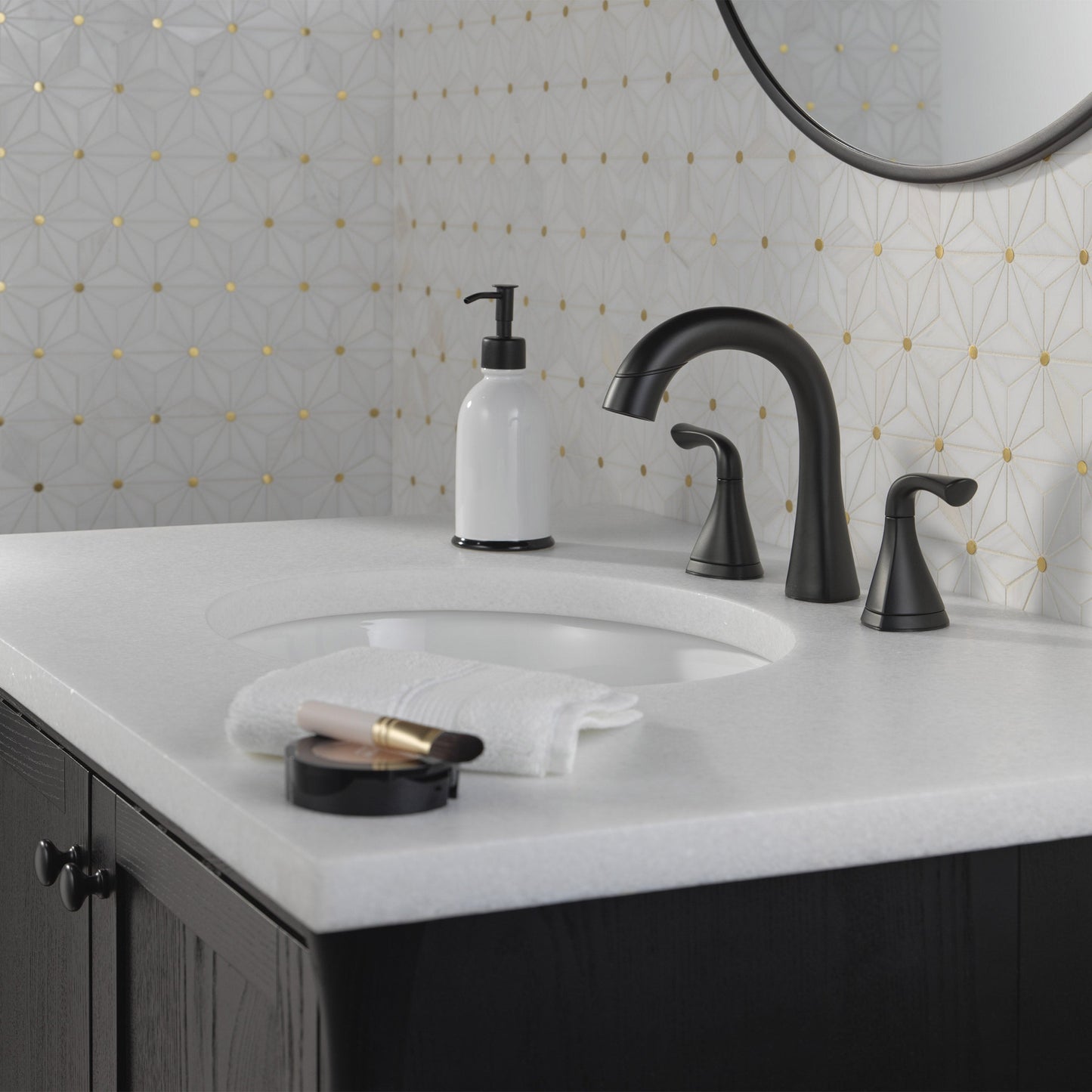 Delta Lampard Two Handle Pull-Down Bathroom Faucet (35764LF-BLPD)