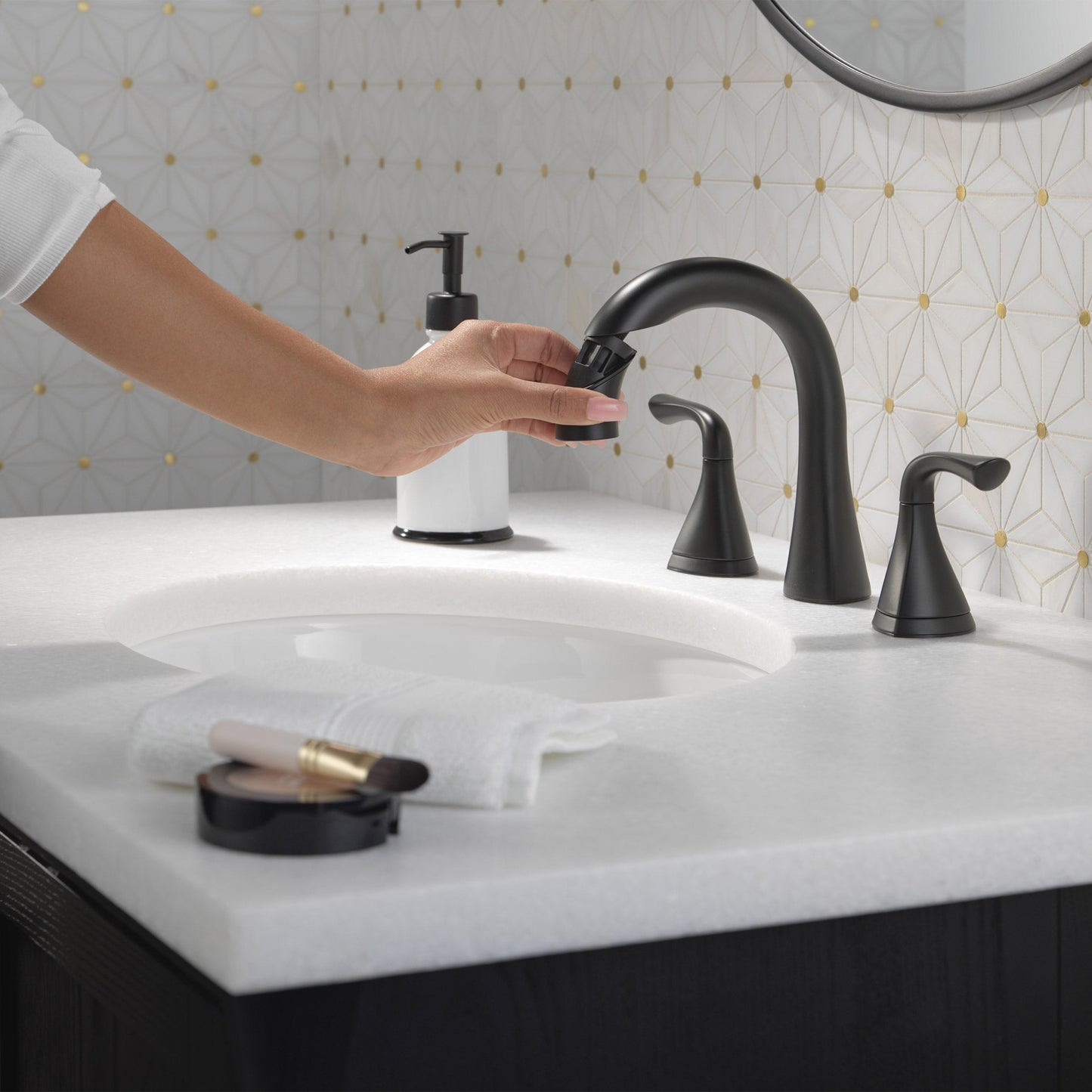 Delta Lampard Two Handle Pull-Down Bathroom Faucet (35764LF-BLPD)