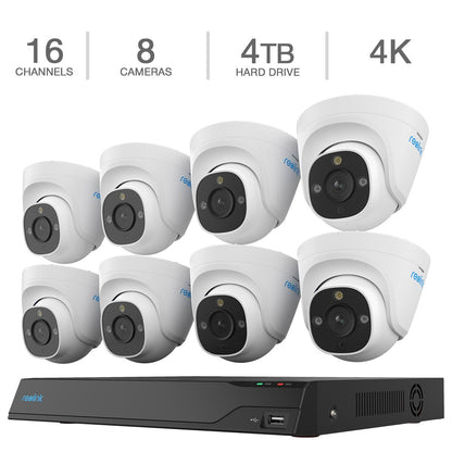 Reolink 4K+ 12MP Ultra HD 16-channel 4TB HDD NVR Security System with 8 Dome PoE Cameras (NVS16-12MD8)