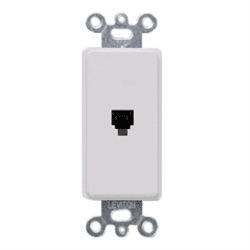 Leviton Decora Telephone Wall Jack 6P4C White (40649-W)