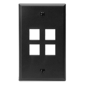 Leviton Quickport 4 Port Wall Plate - Black (41080-4EP)