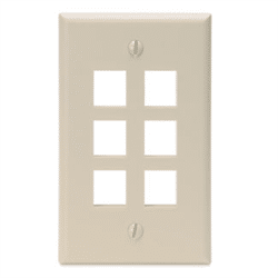 Leviton Quickport 6 Port Wallplate - Ivory (41080-6IP)