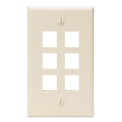 Leviton Quickport 6 Port Wallplate - Light Almond (41080-6TP)