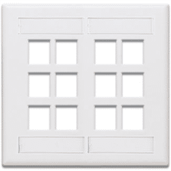 Leviton Quickport Dual Gang Wallplate with ID 12 Port White (42080-12W)