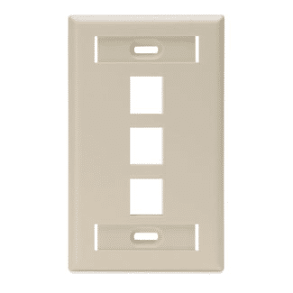 Leviton Quickport Wallplate with ID Single Gang 3 Port Ivory (42080-3IS)