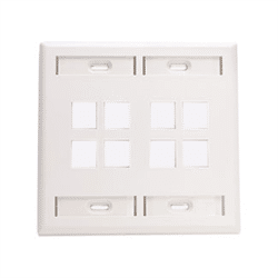 Leviton Quickport Dual Gang Wallplate with ID 8 Port White (42080-8WP)