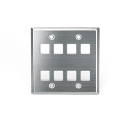 Leviton Quickport 8 Port Double Gang Wallplate Stainless (43080-2S8)