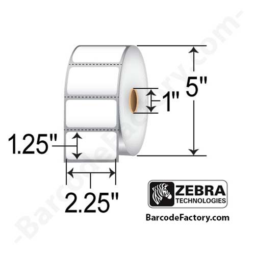 Étiquette thermique Zebra Z-Perform 2000D - 2 1/4" (57,15 mm) de largeur x 1 1/4" (31,75