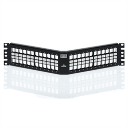 Leviton Shielded Angled QuickPort Patch Panel, 48-Port, 2RU (4S256-S48)