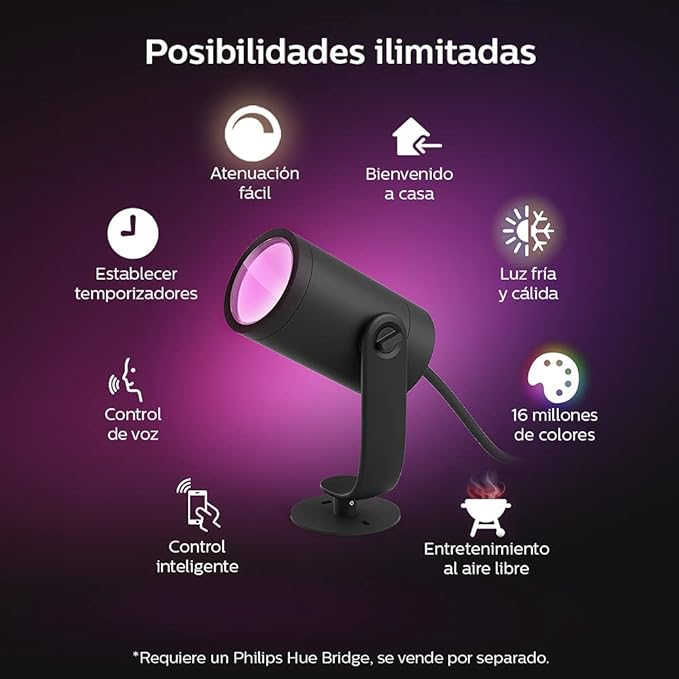 HUE WHITE COLOR AMBIANCE LILY OUTDOOR SPOT LIGHT BASE KIT