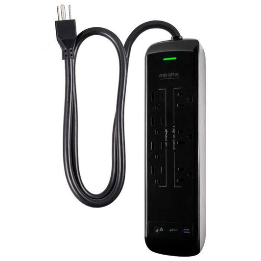 Enbrighten WiFi Controlled Surge Protector Power Bar, 3 FT Extension Cord, Black (54525)