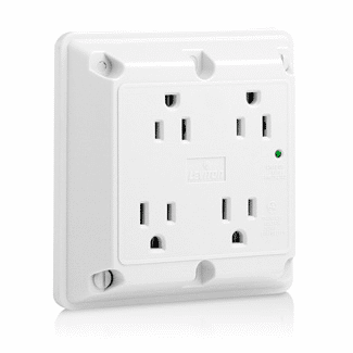 Leviton 4-in-1 Surge Protective Quadruplex Receptacle 125V 15A NEMA5-15R White (5480-W)