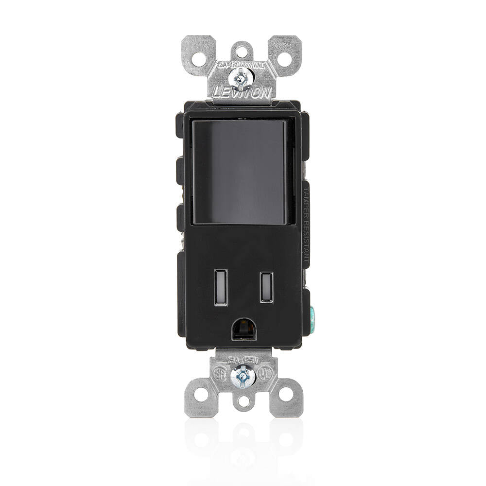 Leviton Combination Decora Switch/Recep Black (5625-E)