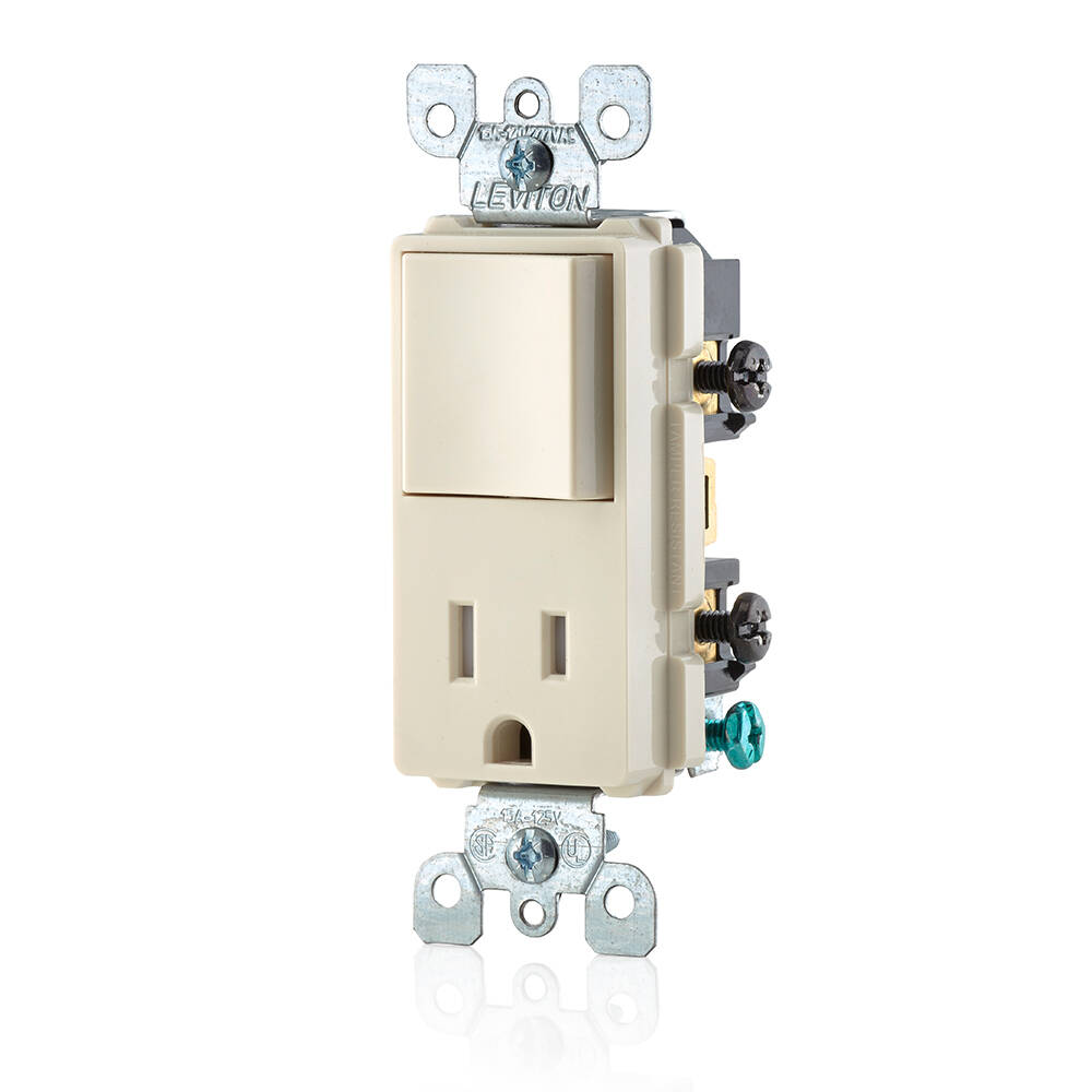 Leviton Combination Decora Switch / Receptacle Light Almond (5625-TSP)