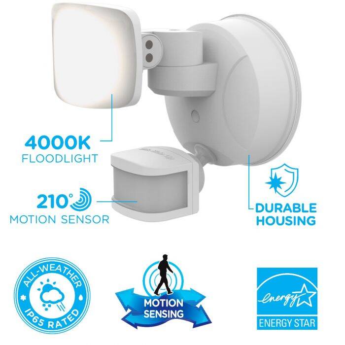 Enbrighten WiFi Smart Motion Security Light, 1 Head, White (58185-S1)
