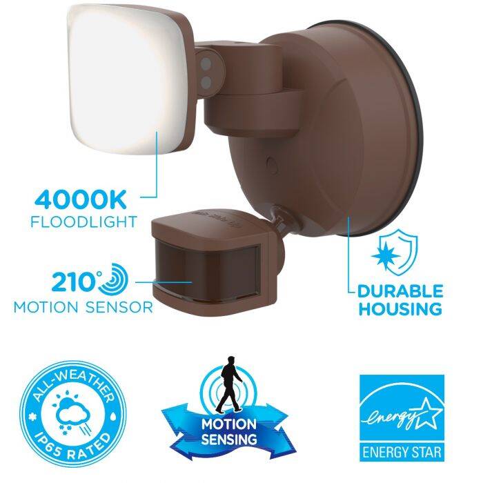 Enbrighten WiFi Smart Motion Security Light, 1 Head, Bronze (58186-S1)
