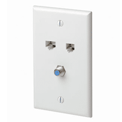 Leviton Quickplate Decora Style 1 CAT5E 1 Phone 1 F Video Connector - White (5EA20-S3W)