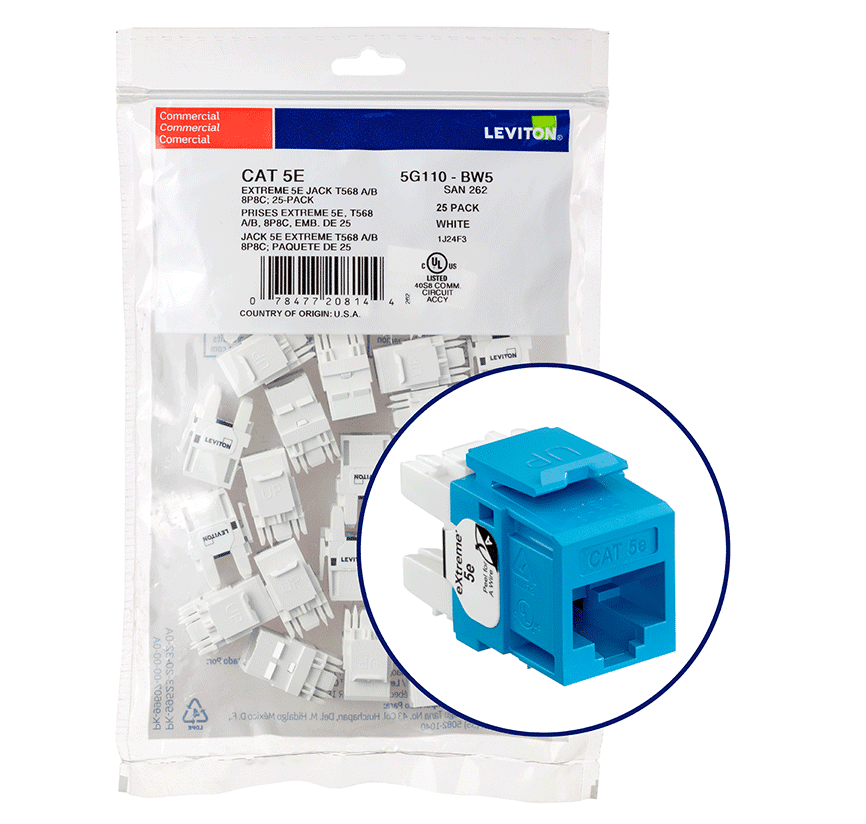 Leviton Quickport CAT5E Blue Bag of 25 (5G110-BL5)