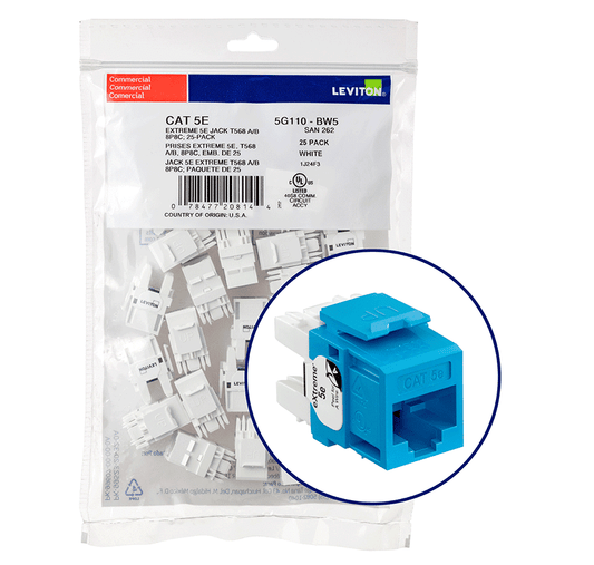 Leviton Quickport CAT5E Blue Bag of 25 (5G110-BL5)