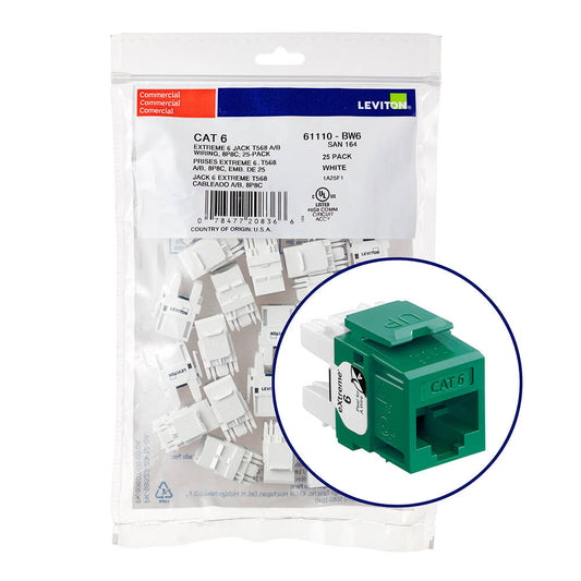 Leviton Quickport CAT6 Green 25 PACK (61110-BV6)
