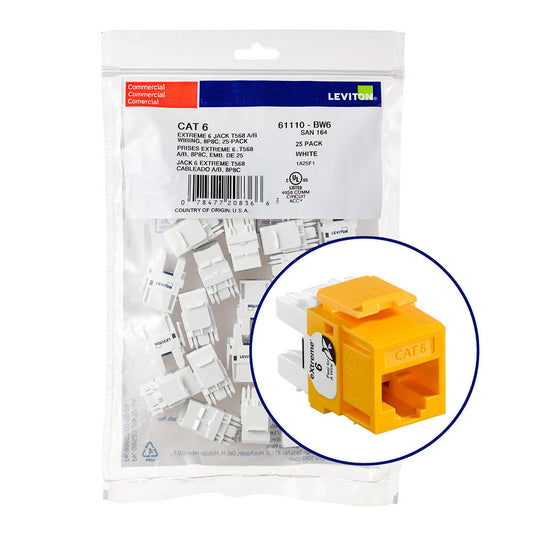 Leviton Quickport CAT6 Yellow 25 PACK (61110-BY6)