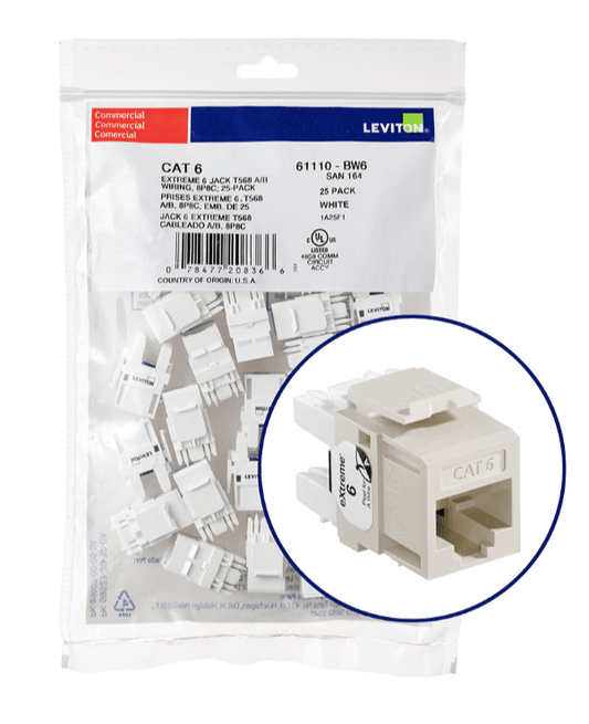 Leviton Quickport CAT6 Light Almond 25 PACK (61110-BT6)