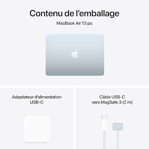 Apple 2025 MacBook Air, FR MBA 13IN M4 CHIP 10C CPU 8-CORE GPU 16GB 256GB SSD SKUBLUE