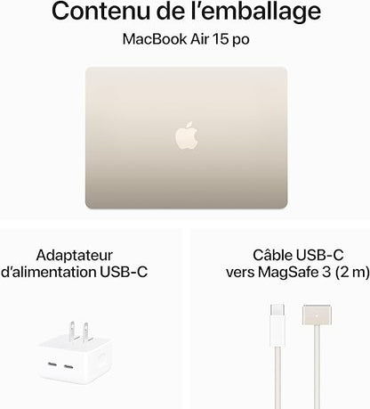 FR Apple 2024 MacBook Air 15-inch Laptop Apple M3 - 8GB RAM, 512 GB SSD Starlight